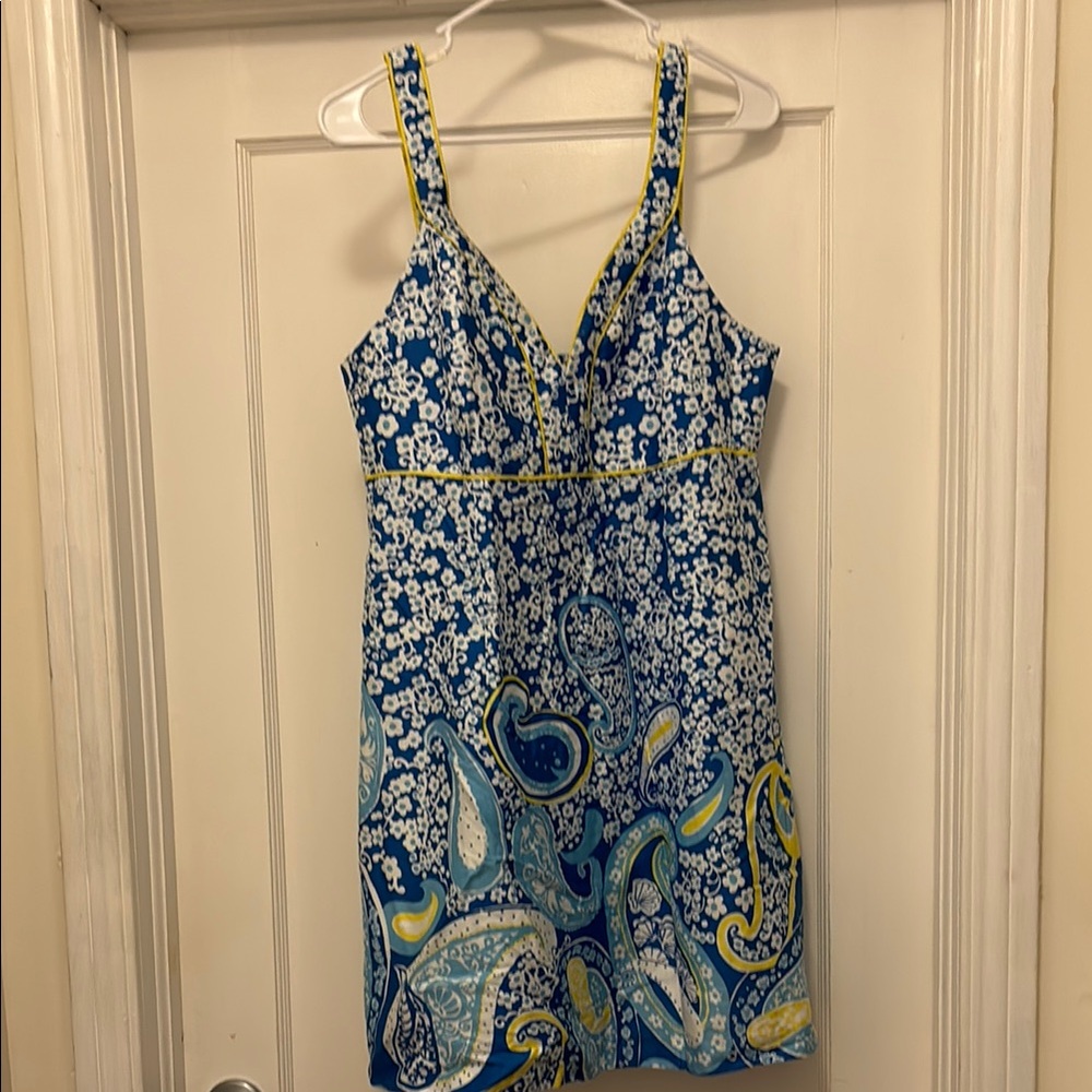 Lilly Pulitzer Blue White and Yellow Paisley dress